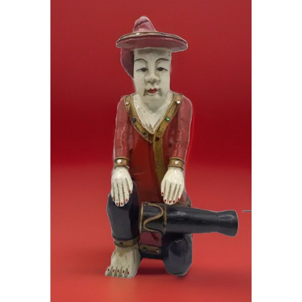 Vintage Burmese Thai Musician Carved Hand Made Thailand